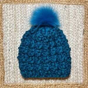 Terra Teal Chunky Knit Beanie with Pom-Pom